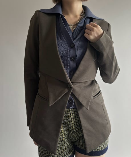 【USED】 Design Collarless Tailored Jacket   / 261010-026