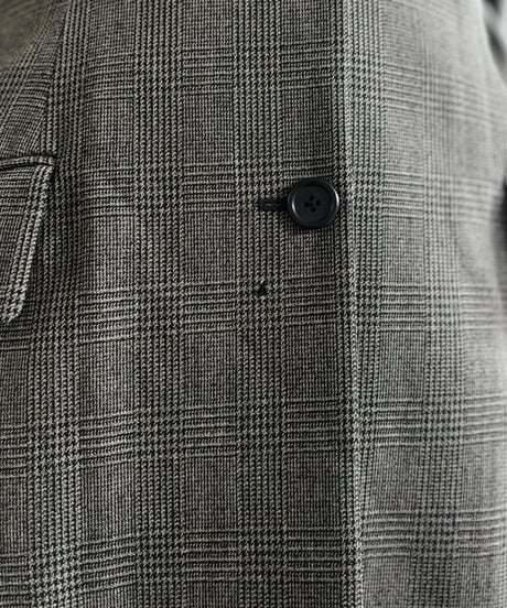 【USED】 DKNY Check Pattern Wool Long Coat / 261026-001