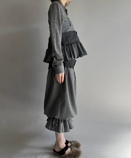【Chinatsu Aoyama】 Suit Frill Wide Pants  /  2601022-044