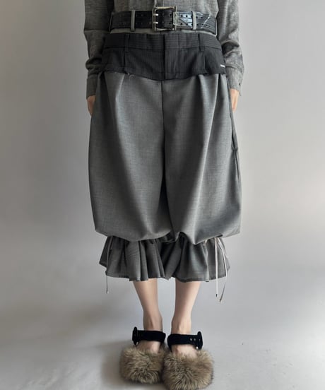【Chinatsu Aoyama】 Suit Frill Wide Pants  /  2601022-044