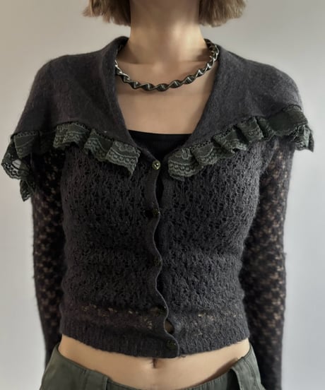 【USED】 Mohair Lace Collar Compact Cardigan / 261003-025