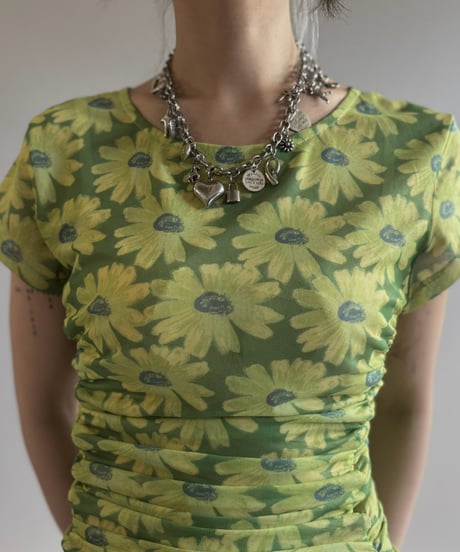 【USED】 Flower Pattern S/S Sheer Top / 260815-005