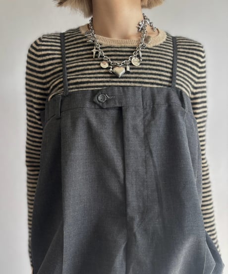 【Chinatsu Aoyama】 Suit Patchwork Camisole Mini One-Piece /  2601022-050