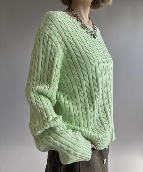 【USED】 Lauren Ralph Lauren Cable Cotton Knit  / 261017-015