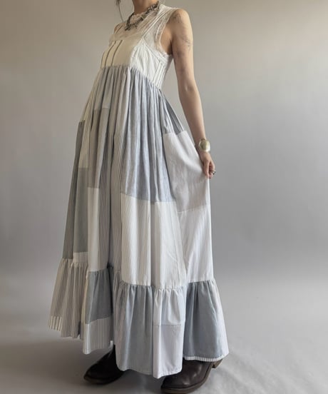【RE;CIRCLE】  RE Patchwork Stripe Camisole One-Piece / 260810-026