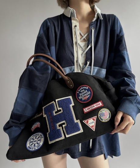 【RE;CIRCLE】 RE French Bedcover Boston Bag Wappen Black /261015-044