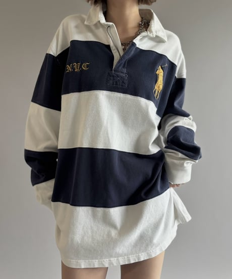 【USED】 90's Polo Ralph Lauren Striped Rugby Shirt / 261003-016