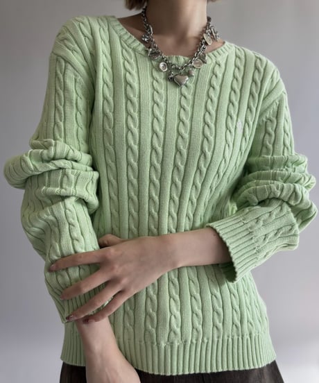 【USED】 Lauren Ralph Lauren Cable Cotton Knit  / 261017-015