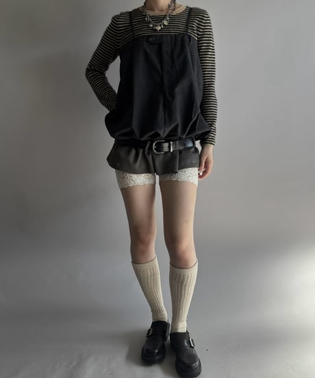 【Chinatsu Aoyama】 Suit Patchwork Camisole Mini One-Piece /  2601022-050