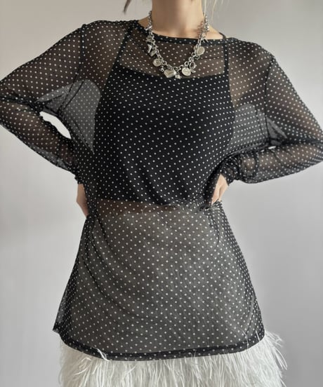 【USED】 Polka Dot Mesh L/S Tee / 260919-014