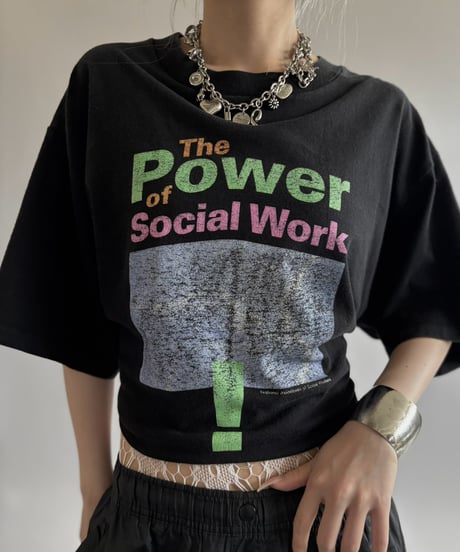 【USED】 Made in USA 90's Power of Social T-Shirt / 260801-025