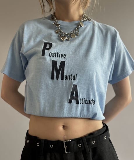 【USED】 80's Made in USA Hanes Positive Mental Attitude T-Shirt / 260822-026
