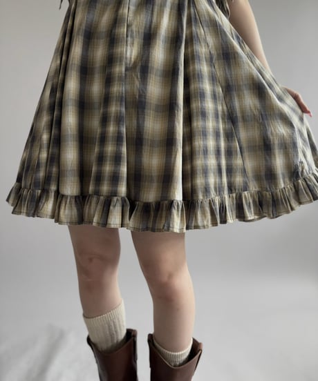 【USED】 Plaid Puff Sleeve Flare Dress / 260926-001