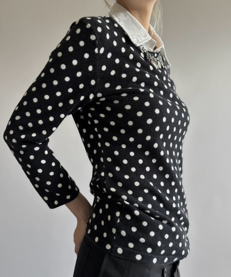 【USED】 Lauren Ralph Lauren Polka Dot Fake Layered Knit / 260926-017