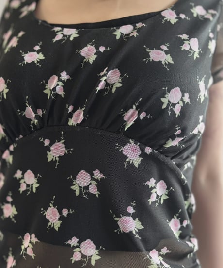 【USED】 SANDY LIANG Flower Pattern S/S Sheer Top / 260815-009