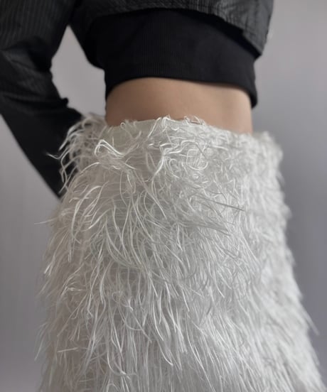 【USED】 Boohoo Feather Mini Skirt /260919-018