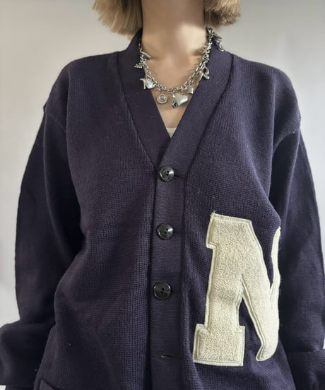【USED】 70's Wool Lettered Knit Cardigan / 261031-024