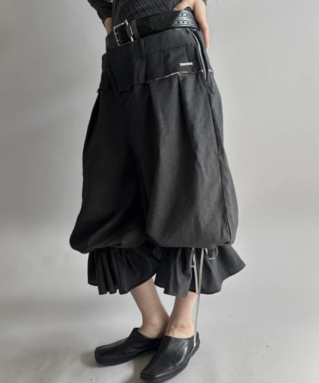 【Chinatsu Aoyama】 Suit Frill Wide Pants  /  2601022-041