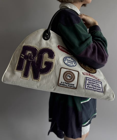 【RE;CIRCLE】 RE French Bedcover Boston Bag Wappen Ivory /261015-043