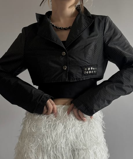【USED】 Stripe Cropped Tailored Jacket/ 260919-017
