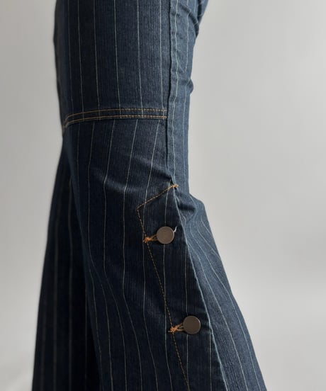 【USED】 Pin Stripe Denim Flare Skirt / 260926-028