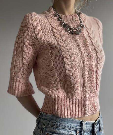 【USED】 Flare Sleeve Cable Knit Cardigan  / 260926-024