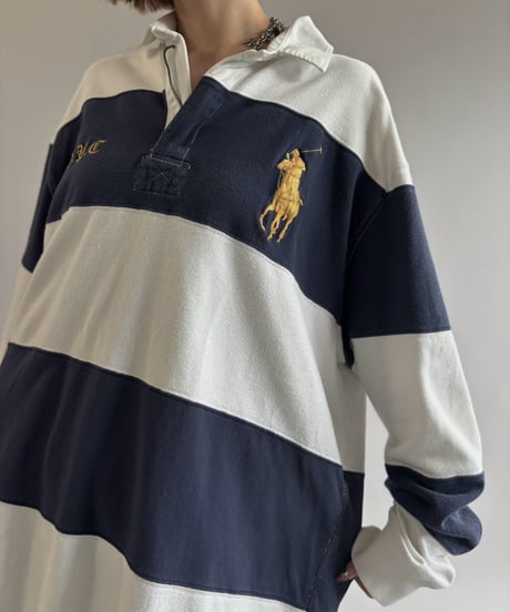 【USED】 90's Polo Ralph Lauren Striped Rugby Shirt / 261003-016
