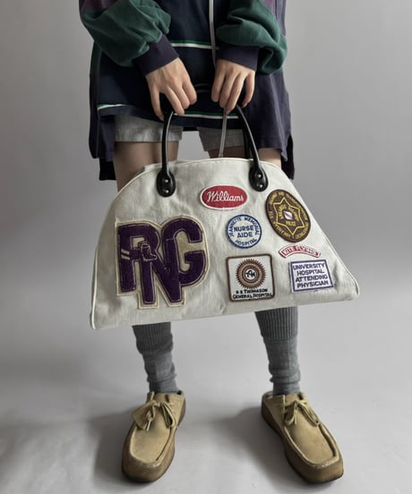 【RE;CIRCLE】 RE French Bedcover Boston Bag Wappen Ivory /261015-043