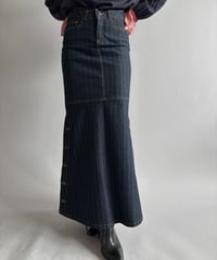 【USED】 Pin Stripe Denim Flare Skirt / 260926-028