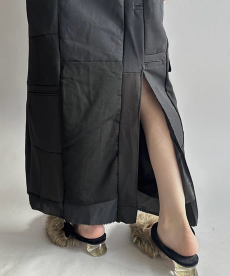【Chinatsu Aoyama】 Suit Patchwork Camisole Long One-Piece /  2601022-042