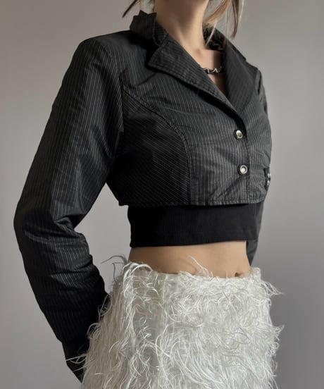 【USED】 Stripe Cropped Tailored Jacket/ 260919-017