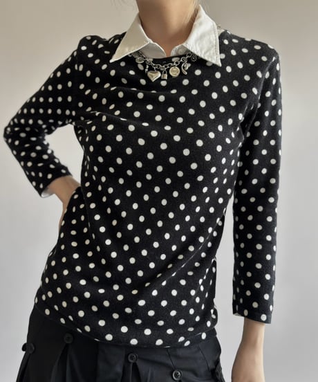 【USED】 Lauren Ralph Lauren Polka Dot Fake Layered Knit / 260926-017
