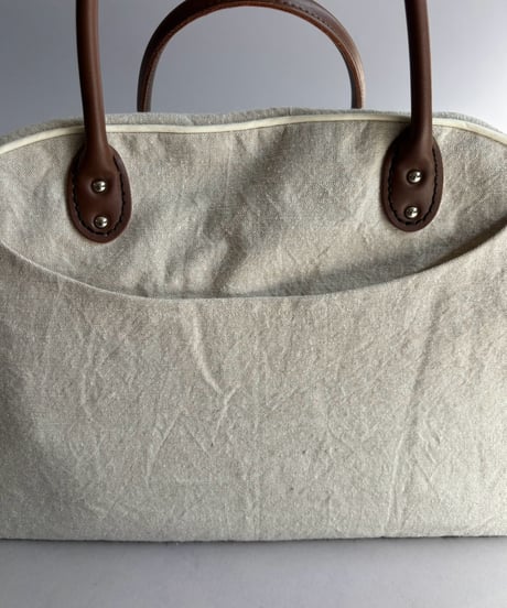 【RE;CIRCLE】 RE French Bedcover Boston Bag Wappen Ivory /261015-043