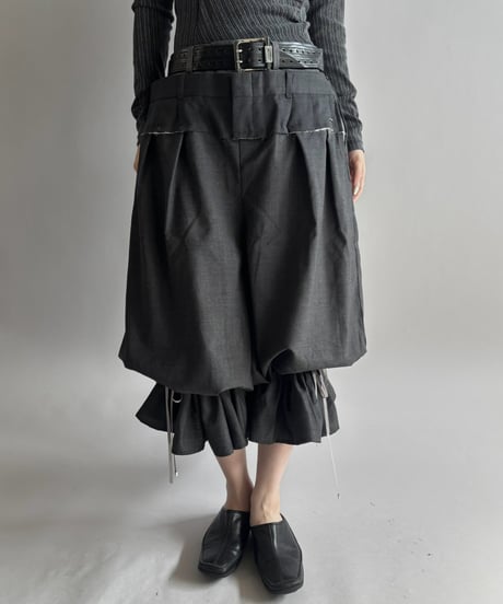 【Chinatsu Aoyama】 Suit Frill Wide Pants  /  2601022-041