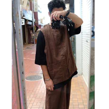 HARVESTY ハーベスティ"LINEN CANVAS ZIP VEST"