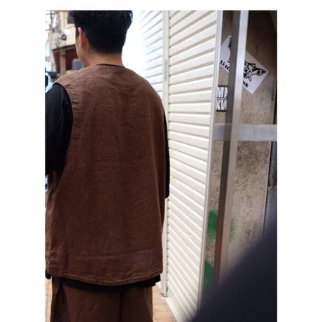 HARVESTY ハーベスティ"LINEN CANVAS ZIP VEST"