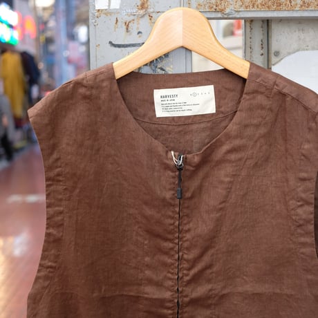 HARVESTY ハーベスティ"LINEN CANVAS ZIP VEST"