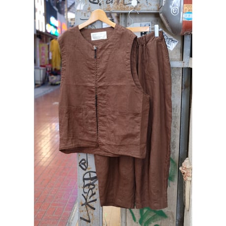 HARVESTY ハーベスティ"LINEN CANVAS ZIP VEST"