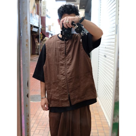 HARVESTY ハーベスティ"LINEN CANVAS ZIP VEST"
