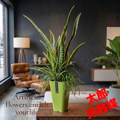 光触媒　人工観葉植物　ウォールグリーン　フェイクグリーン　サンスベリアアレンジR