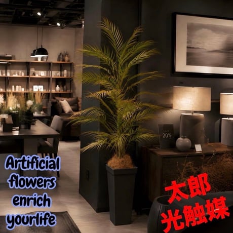 光触媒　人工観葉植物　ウォールグリーン　フェイクグリーン　アレカヤシ黒15085