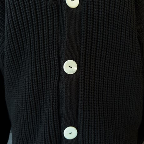 Natural Cotton Relaxed Knit Cardigan Black