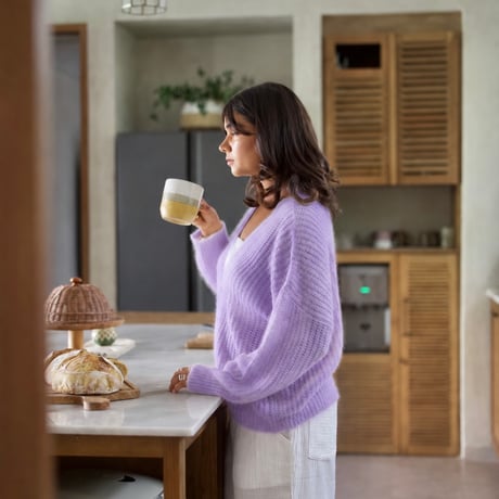 Mohair Touch Relaxed Knit Cardigan  Pale Violet