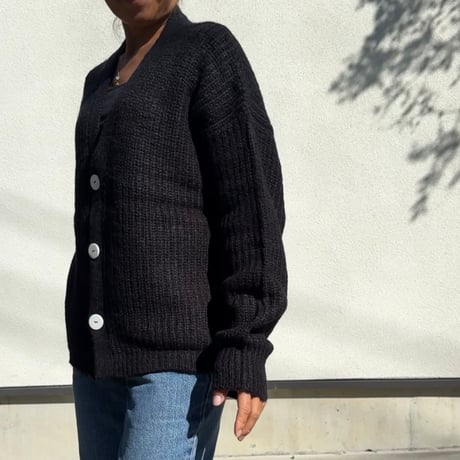 Mohair Touch Relaxed Knit Cardigan  Black