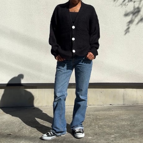 Mohair Touch Relaxed Knit Cardigan  Black