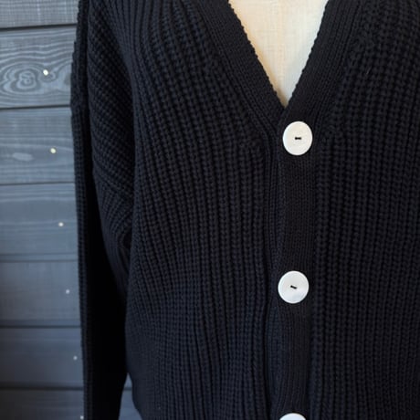 Natural Cotton Relaxed Knit Cardigan Black