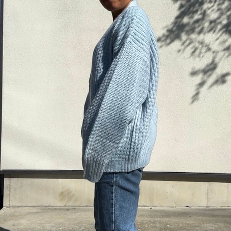 Mohair Touch Relaxed Knit Cardigan  Light Blue
