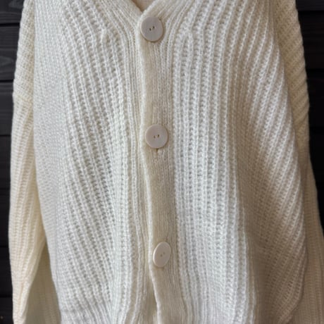 Mohair Touch Relaxed Knit Cardigan White