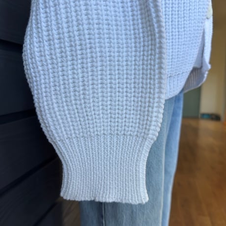 Natural Cotton Relaxed Knit Cardigan White