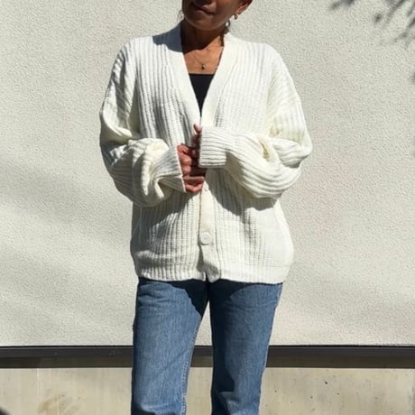 Mohair Touch Relaxed Knit Cardigan White